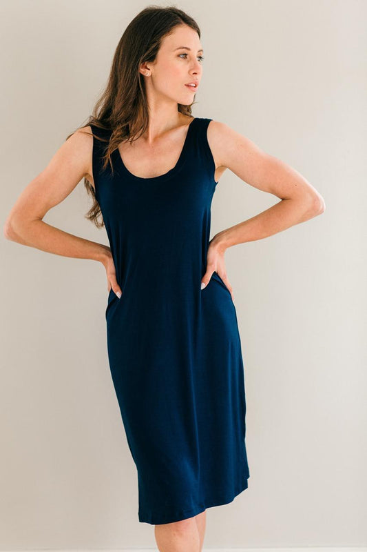 Sleeveless Sleepshirt | Navy | 96% Rayon & 4% Spandex