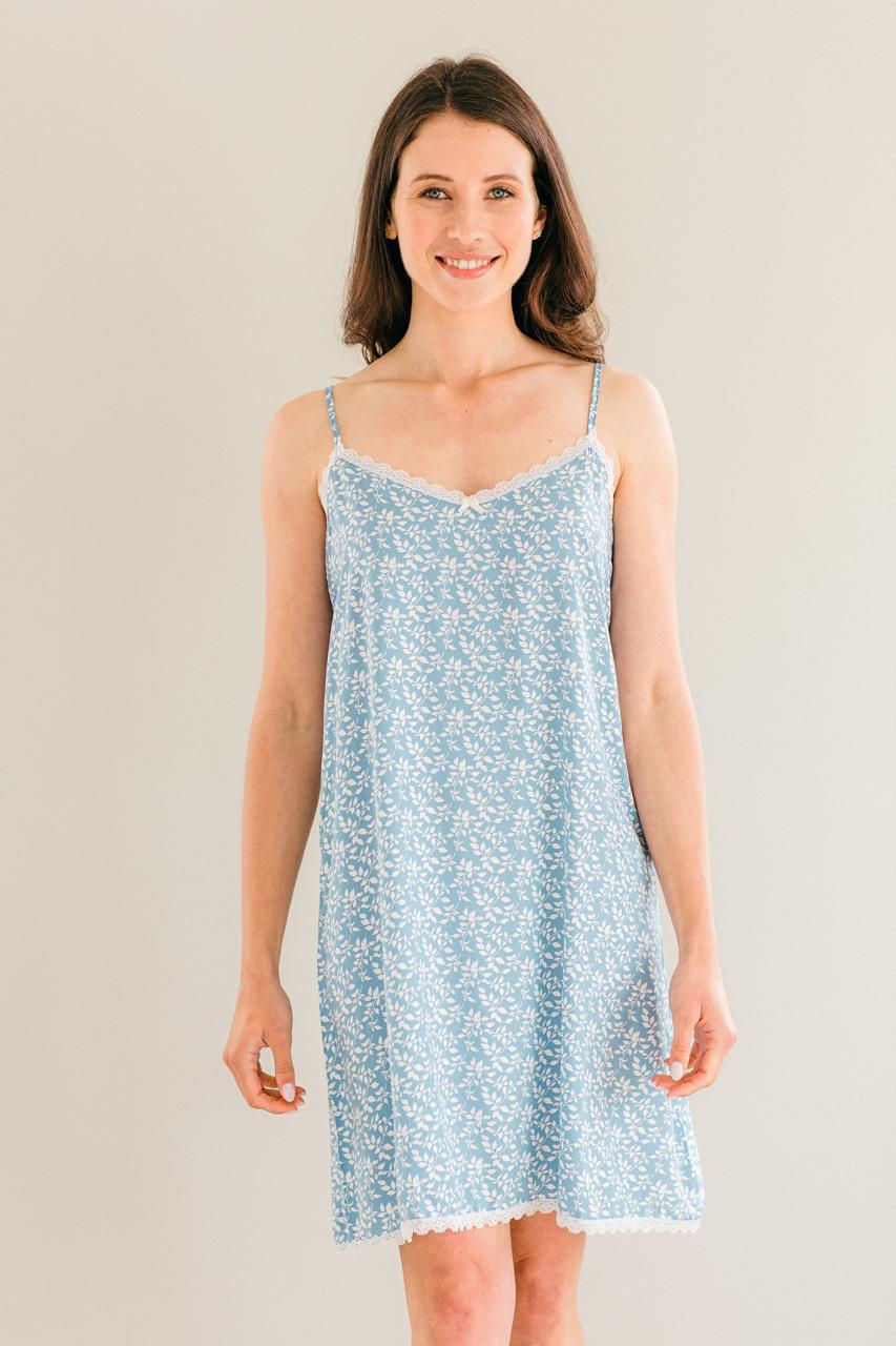 Blissful Blues - Blue Ditsy Leaf Chemise