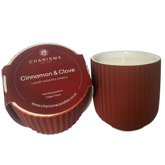 Ribbed Ceramic Candle Collection - Cinnamon & Clove