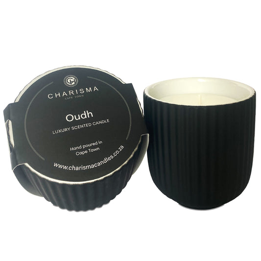 Ribbed Ceramic Candle Collection - Oudh