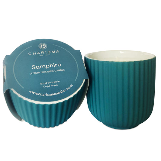 Ribbed Ceramic Candle Collection - Samphire