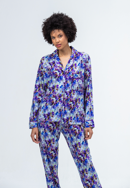 Long Sleeve Top & Long Pant | Purple Floral | 100% Rayon