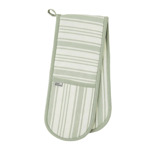 Sage Stripe Double Oven Gloves