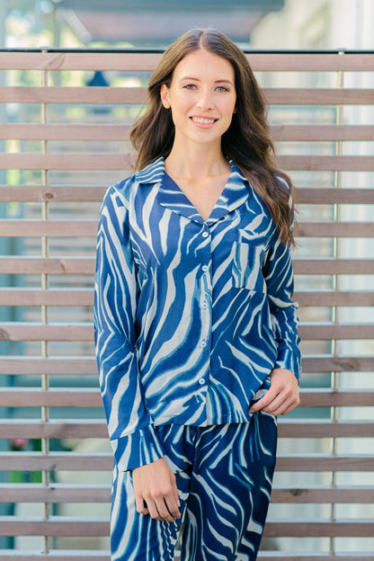 Long Sleeve Top &  Pant | Navy Swirl | 100% Rayon