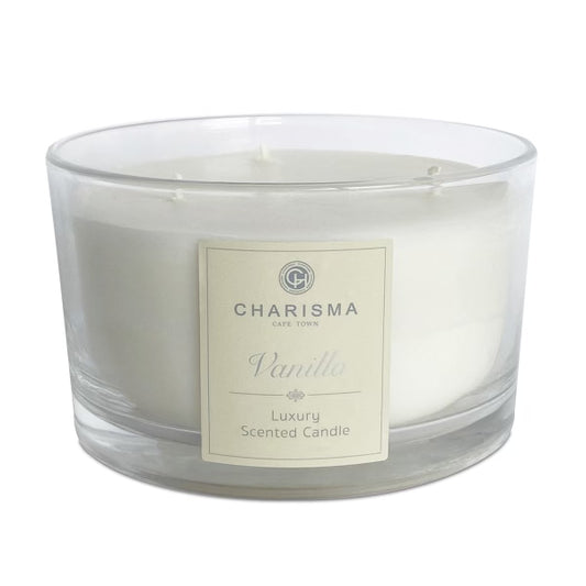 Glass Luxury Scented 3 Wick Candle Vanilla